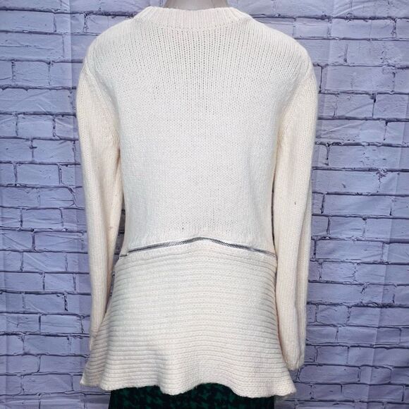 Alexander Wang Womens Zipper Cream Knit Asymmetric Merino Wool Blend Sweater Med - Picture 6 of 10